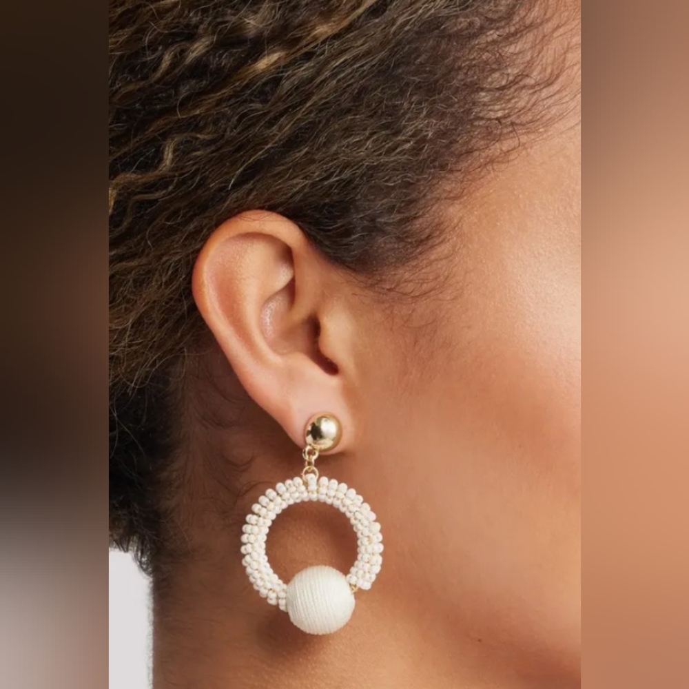 Nordstrom Color Pop Beaded Frontal Hoop Earrings